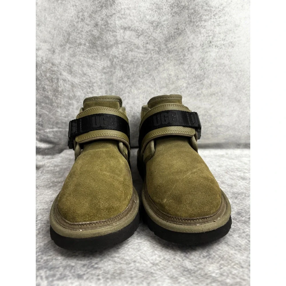 UGG Neumel Boot Snapback Low Strap Suede Shearling Lined Slip-On in Green Size 8